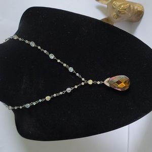 Avon Vintage NR Crystal Faceted Teardrop Necklace